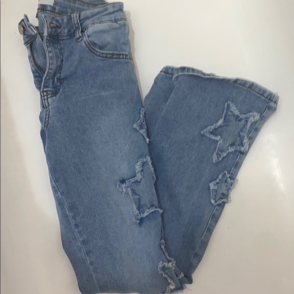 Ashley Mason Blue Boot Cut Star-Patterned Jeans